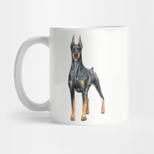 Black Doberman Watercolor Painting Mug